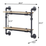 Oak and Sandy Black Rectangle 2-Tier Wall Shelf B062P184604