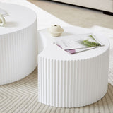 White Nesting table set of 2, Handcraft Relief MDF Coffee Table for Living Room/Office/Leisure Area W876P271185