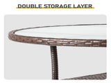 31.5" Patio Table for 4-Person, Outdoor Patio Wicker Round Table, All-Weather Rattan Bistro 50420156
