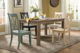 ZNTS Casual Teal Finish Side Chairs Set of 2 Pine Veneer Transitional Double-X Back Design Dining Room B01143554