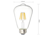 Edison Bulb LED Light Vintage Style Lighting Filament Lamp E26 Warm white 6Pack 12915650