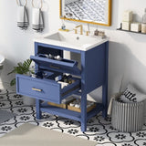 24'' Vanity with Top Sink, Modern Storage Cabinet with 2 Drawers, Single Sink N710P191968C