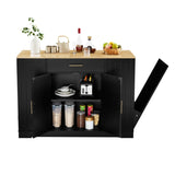 53 inch Large Kitchen Island with Trash Can Storage Cabinet, Islands Table with Drawer and W1820P266160