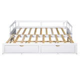 Wooden Daybed with Trundle Bed and Two Storage Drawers , Extendable Bed Daybed,Sofa Bed for Bedroom WF194973AAK