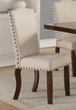 ZNTS Classic Cream Upholstered Cushion Chairs Set of 2pc Dining Chair Nailheads Solid wood Legs Dining HSESF00F1546