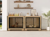 ZNTS Dog Crate Furniture with Two Combined Room, XL Double Dog Cage Furniture with Tray for Medium W420P207590