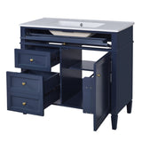 36'' Bathroom Vanity with Top Sink, Modern Bathroom Storage Cabinet with 2 Drawers and a Tip-out N710P230246C