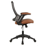 ZNTS Mid-Back Mesh Task Office Chair with Height Adjustable Arms, Brown 61440743