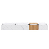 ON-TREND TV Stand with Faux Marble and Walnut Wood Grain Finish for TVs up to 88'', Modern WF320812AAK