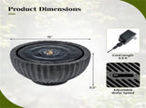 18" Round Sphere Water Fountain with 6 LED Lights Gray Resin Indoor Outdoor Water Feature 48264842