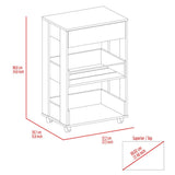 Modern Kitchen Cart 35" H, Four Casters, Three Shelves, White / Dark Walnut B097133134