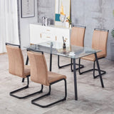 Modern Dining Chairs, Technology cloth High Back Upholstered Side Chair with C-shaped Tube Black W115149179