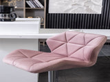 Breni Velvet Diamond Tufted Swivel Adjustable Height Barstool, Set of 2, Mauve T2574P164872