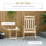 2 Pieces Wood Patio Bistro Set, Outdoor Rocking Chair Set with Armrests High Back Rocking Chair W2225142477