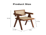 Modern Mid Century Dining Chair, Rattan Accent Chair with Armrest, Comfy Wood Armchair for Bedroom 41300800