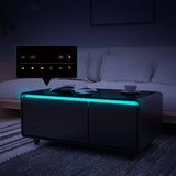 Modern Smart Coffee Table with Built-in Fridge, Bluetooth Speaker, Wireless Charging, Touch Control W1172P175395