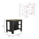 Cala Kitchen Island, Four Legs, Three Shelves -Black / Light Oak B07092006