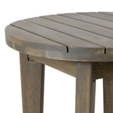 ZNTS Outdoor 16" Acacia Wood Side Table, Gray Finish 62266.00GRY