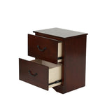 2 Drawers Pine Wood Nightstand, Cherry B016P257268