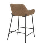 Daniella Industrial Counter Stool in Black Metal and Espresso Faux Leather by LumiSource - Set of 2 B202P221715