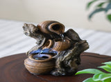 6.3x5.1x10.8" Decorative 3 Tier Water Fountain with Pot Design, Brown W2078138944