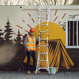 17ft Multi-Position Foldable Aluminum Ladder, A-Frame and Straight Ladder, ANSI 250lbs W2529P193468