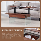 43.3-inch coffee table with lifting function - Combining walnut wood grain with W1512P316123