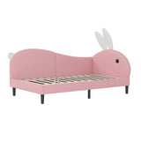 Twin size Upholstered Rabbit-Shape Daybed, Sofabed with Rabbit Ear Headboard, Pink N733P208516H