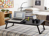 Folding Table with Adjustable Tilt Top and Foldable Legs, Black Woodgrain 14955600