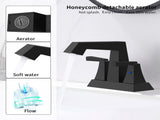 2-Handle Bathroom Sink Faucet Matte Black 4 Inches Centerset 3 Hole with Pop Up Drain & Supply 06693792