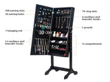 Non Full Mirror Wooden Floor Standing 4-Layer Shelf Jewelry Storage Adjustable Mirror Cabinet *Black 31653593