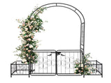 198.5*50*219cm Courtyard Arc Top With Door With Planting Frame Iron Art Iron Arch Black 02242955