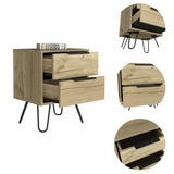 Augusta 2 Nightstand , End Table, Side Table Four Legs, Two Drawers -Light Oak B20091892