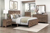 Rustic Brown Finish Contemporary Queen Size Panel Bed Wooden Bedroom Furniture 1pc, Bed in a Box B011P250471