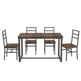 Five-piece set table and chair with backrest, industrial style, solid structure W57868875