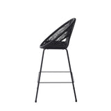 Ferrara Outdoor Patio Black Faux Wicker Barstool, Set of 2 N775P266222B