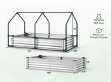 4 x 2 x 3 FT 3-in-1 Galvanized Raised Garden Bed with PVC Greenhouse Cover, Metal Elevated Planter 14650660