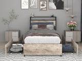 Twin Bed Frame, Storage Headboard with Charging Station, Solid and Stable, Noise Free, No Box Spring W2129P272269