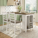 5-Piece Multi-Functional Rubber Wood Counter Height Dining Set with Padded Chairs and Integrated 9 61512091
