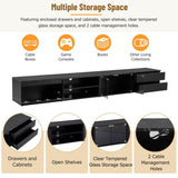 ON-TREND Modern APP Controlled LED TV Stand for TVs Up to 105'', Faux Marble Tabletop Media Console N721P171537B