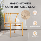 4PCS Weave Dining Chair, Mid-Century Modern Metal Rattan Chair for Kitchen Dining Living Room, Wood 93444531