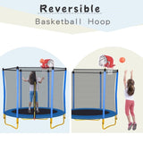 ZNTS 5.5FT Trampoline for Kids - 65" Outdoor & Indoor Mini Toddler Trampoline with Enclosure, Basketball 06871922