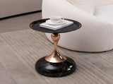 Mermaid Tail End Coffee Table Round Side Table, Modern Metal Pedestal Table, Minimalist Accent Table W2664P232839