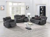 Power Motion Recliner Chair 1pc Chair Contemporary Charcoal Color Gel Leatherette Storage Arms w Cup B011P162630