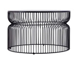 CT901 Modern Contemporary Metal Nested base and Tinted tempered glass top material 30" Coffee Table, B009P306196