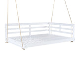 TOPMAX Acacia Wood Porch Swing Bed for Outdoor with Hemp Ropes - Full Size Patio Hanging Bed, 350lbs N717P265860K