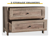 Grey Washed Finish, Melamine-Faced MDF, 23.62*11.81*43.31in, 2-Drawer 2-Door Bathroom Tall Cabinet 22439631