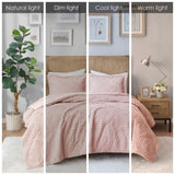 Twin Embroidered Medallion Faux Fur Ultra Plush Comforter Mini Set B03597036
