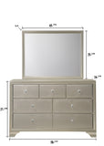 1pc Modern Glam Style Champagne Finish Glam Seven Drawer Dresser Embossed Crocodile Pattern Wooden B011P217892