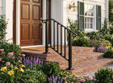 Matte black 2-tier ABS plastic handrail for patio stairs 17829459
